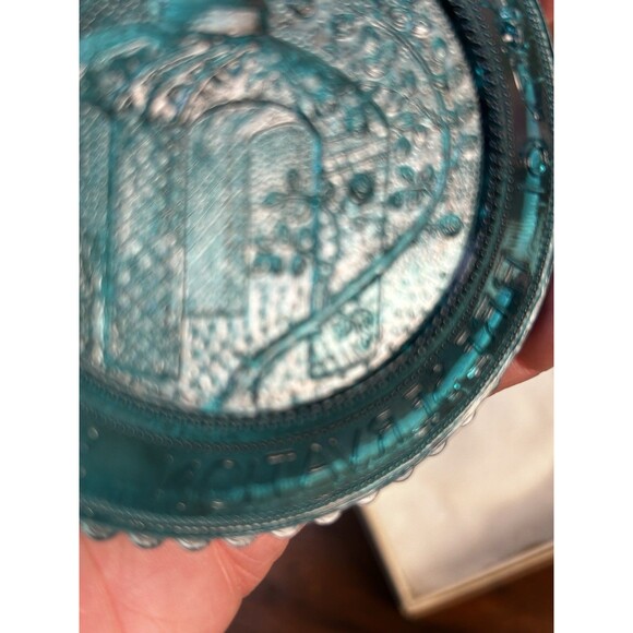Vintage Pairpoint Glass Cup Plate Turquoise New Bedford Preservation Society MA - Picture 6 of 7